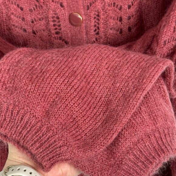 Sezane Tonio Mohair Merino Wool Sweater Cardigan Knit Berry Size Small French S - Picture 10 of 14